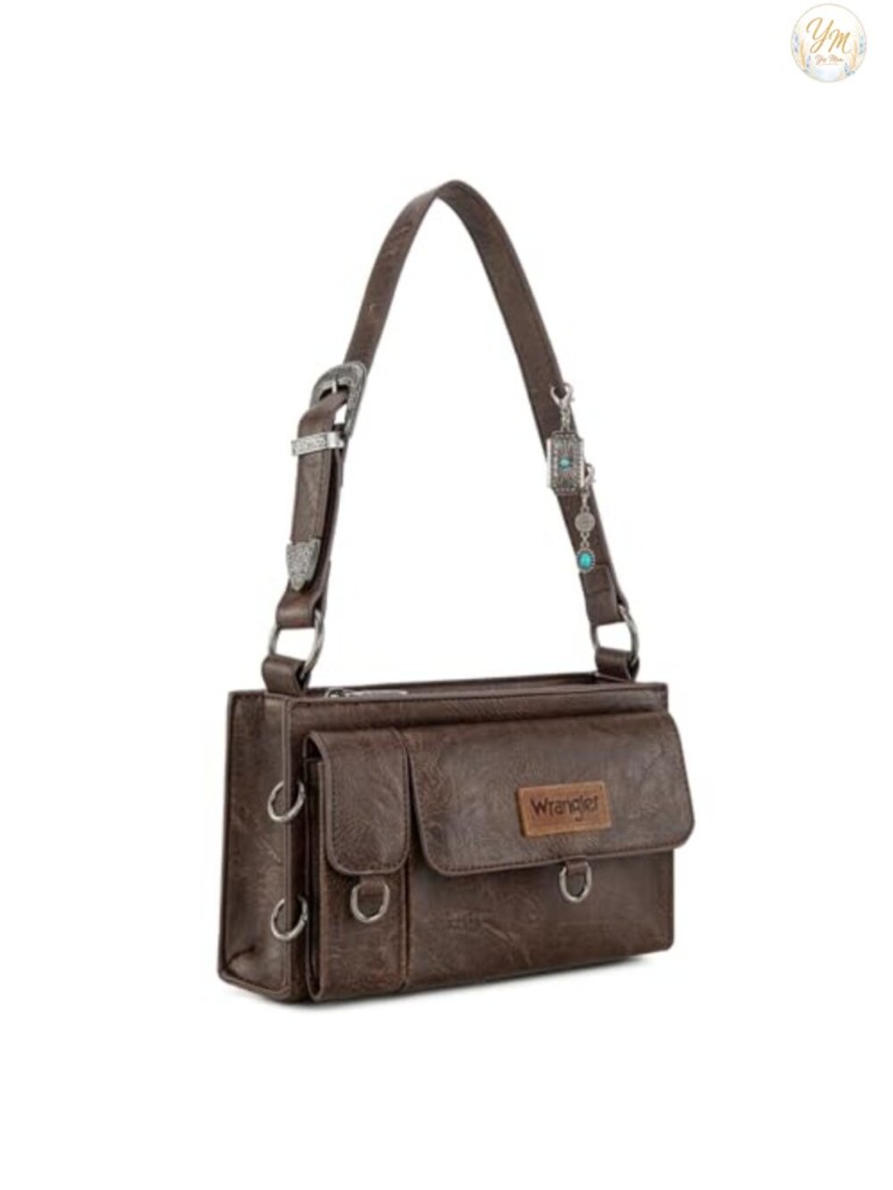 Wrangler Y2K Mini Shoulder Bag Hobo Purse with Detachable Charms Faux Leather